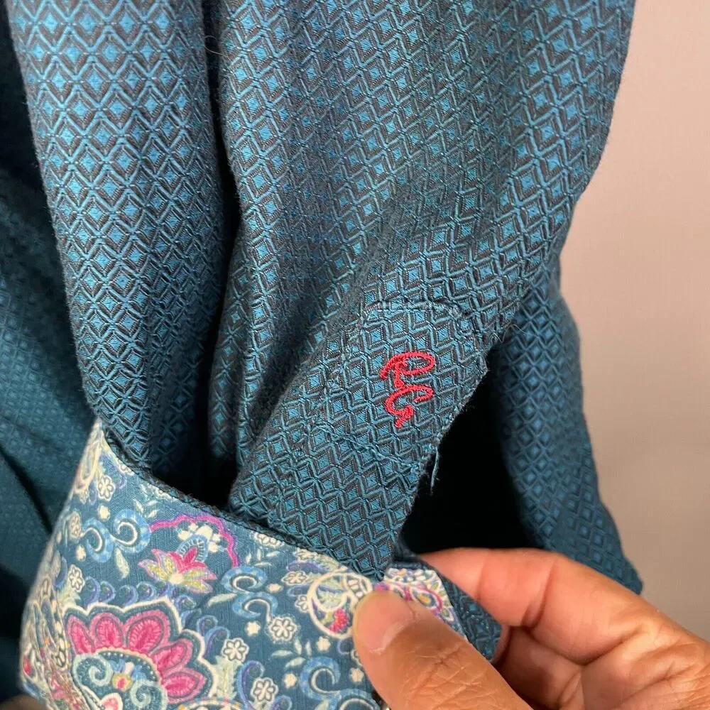 Robert Graham Mens L Classic Fit Geometric Pattern Paisley Cuff Long Sleeve - Picture 3 of 7